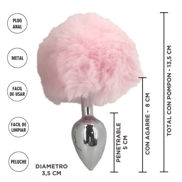 Plug anal con cola de conejo rosa - Imagen 2
